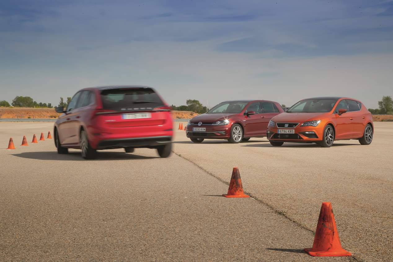 Comparativa de compactos: Seat León, Skoda Scala y VW Golf