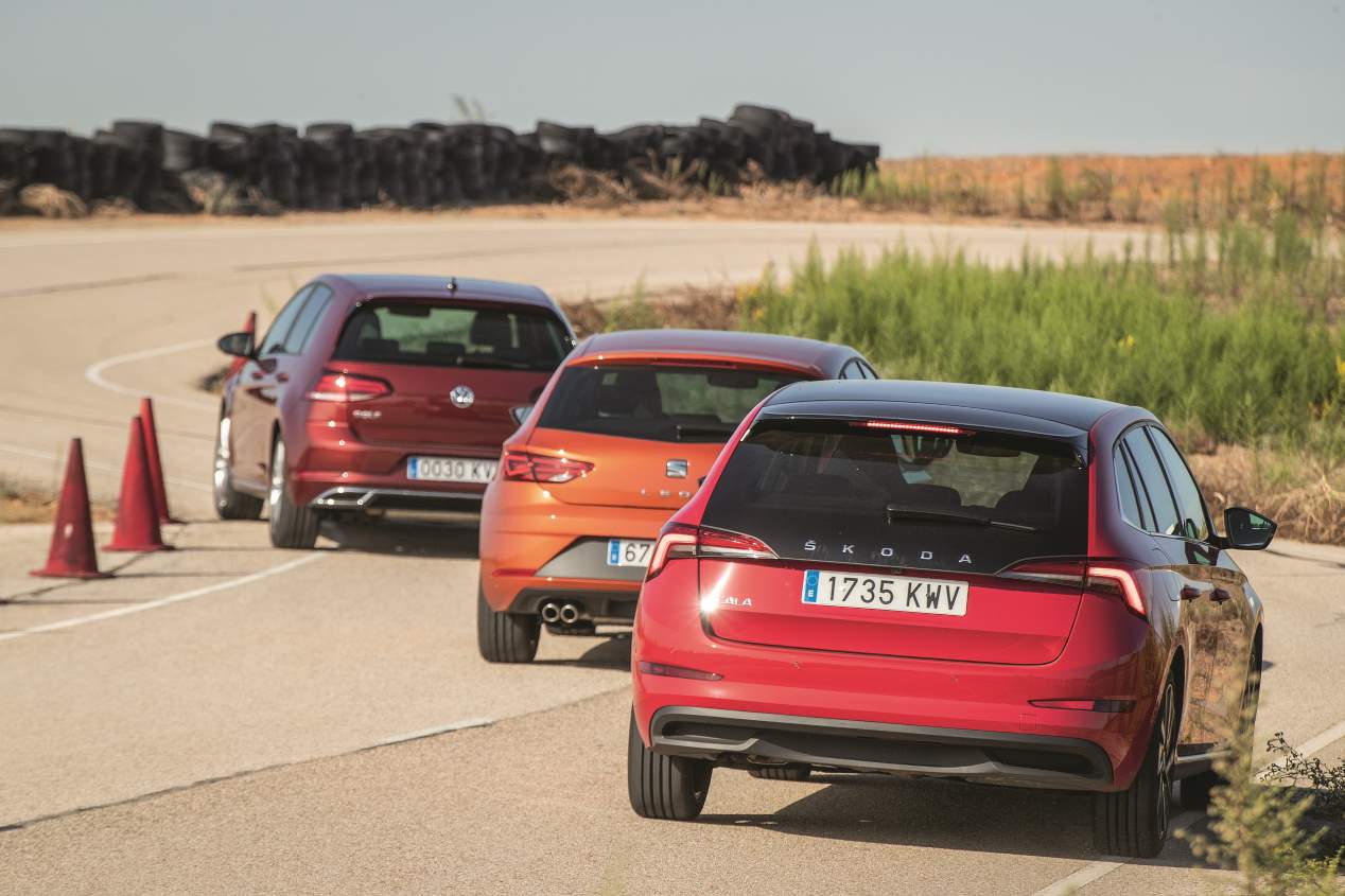 Comparativa de compactos: Seat León, Skoda Scala y VW Golf
