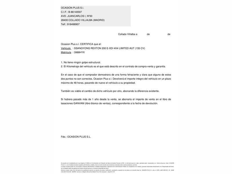 SsangYong REXTON 200 e-Xdi 4x4 Limited Aut 114 kW (155 CV)