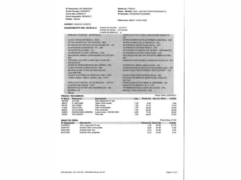 Audi a3 Sportback 2.0 TDI Ambiente 103kW (140CV)