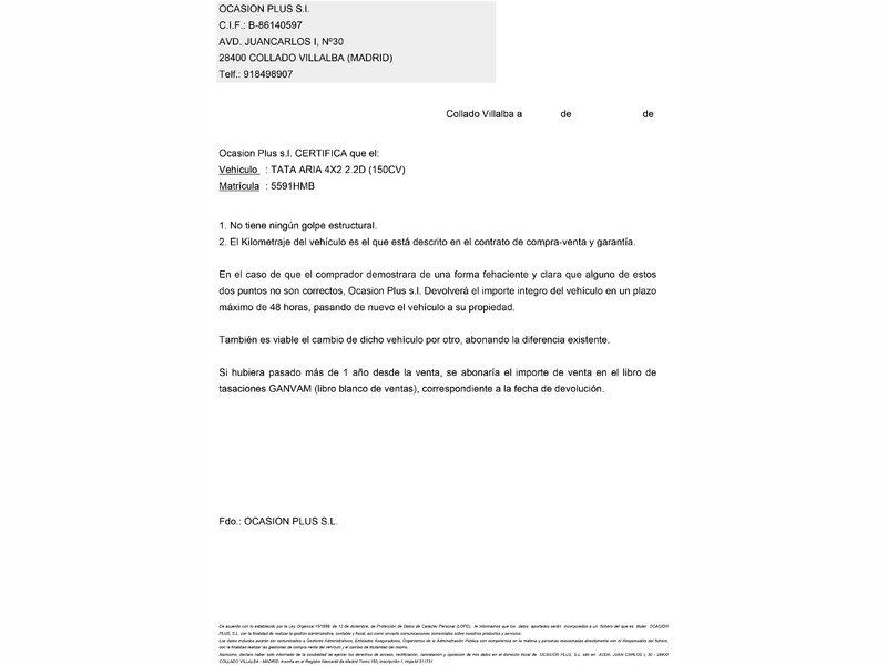 Tata Aria 2.2D 4x2 7 Plazas 110kW (150CV)