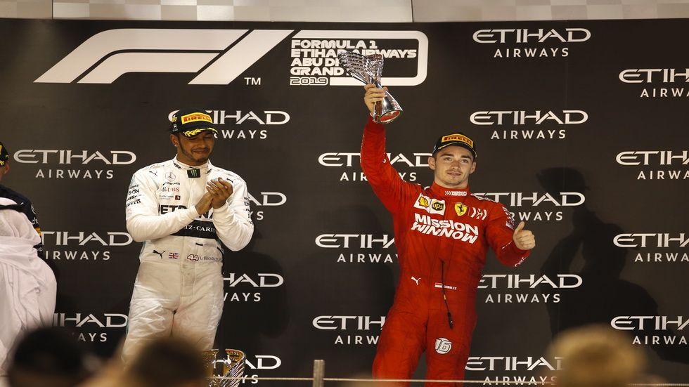 Charles Leclerc (Ferrari) en el podio