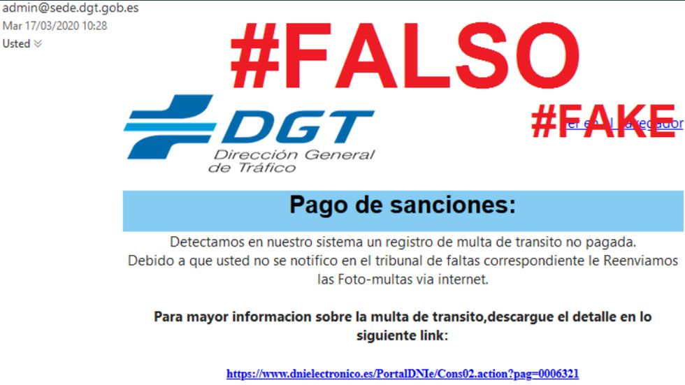 La estafa del pago a la DGT: no caigas si recibes este email del que alerta Tráfico