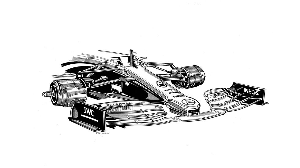 Mercedes puede dar a Hamilton dos títulos más. Este es el Mercedes W11-2