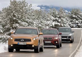 BMW X6 XDrive 5.0i, Infiniti FX 50 S y Porsche Cayenne S