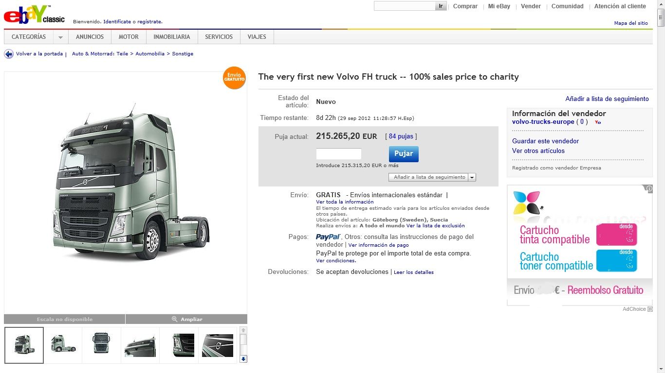 Volvo subasta una tractora al mejor postor