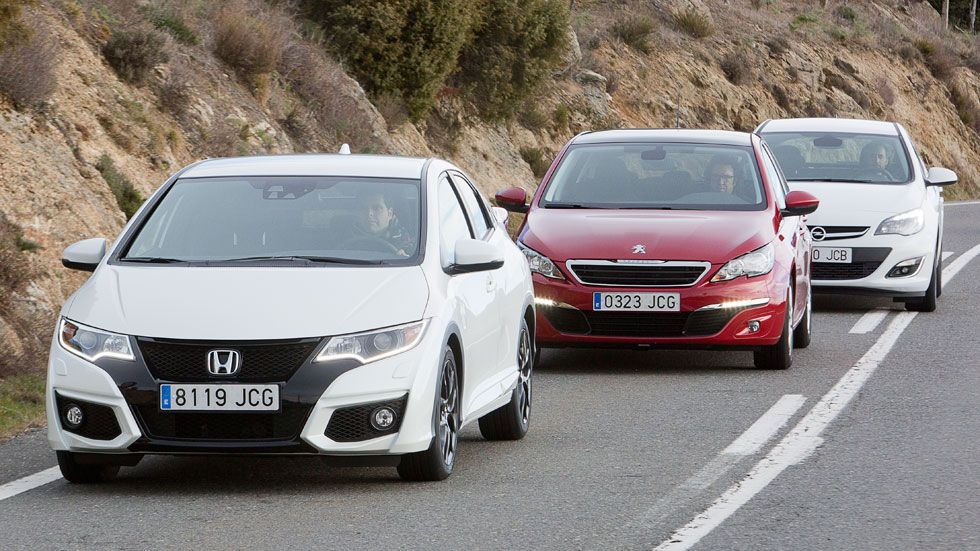 Comparativa: Honda Civic 1.6 i-DTEC vs Opel Astra 1.6 CDTi y Peugeot 308 1.6 BlueHDI