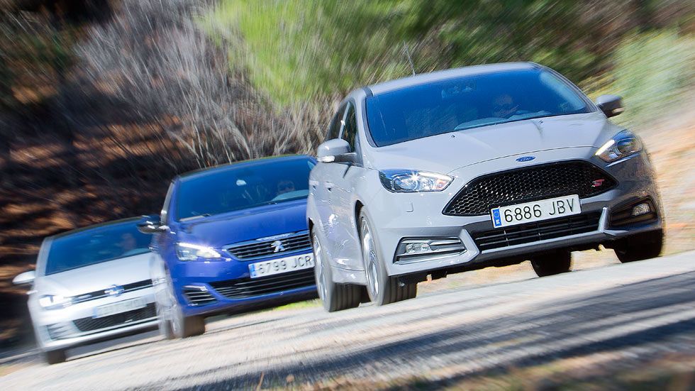 Comparativa: Ford Focus ST 2.0 TDCi vs Peugeot 308 GT BlueHDi 180 y Volkswagen Golf GTD