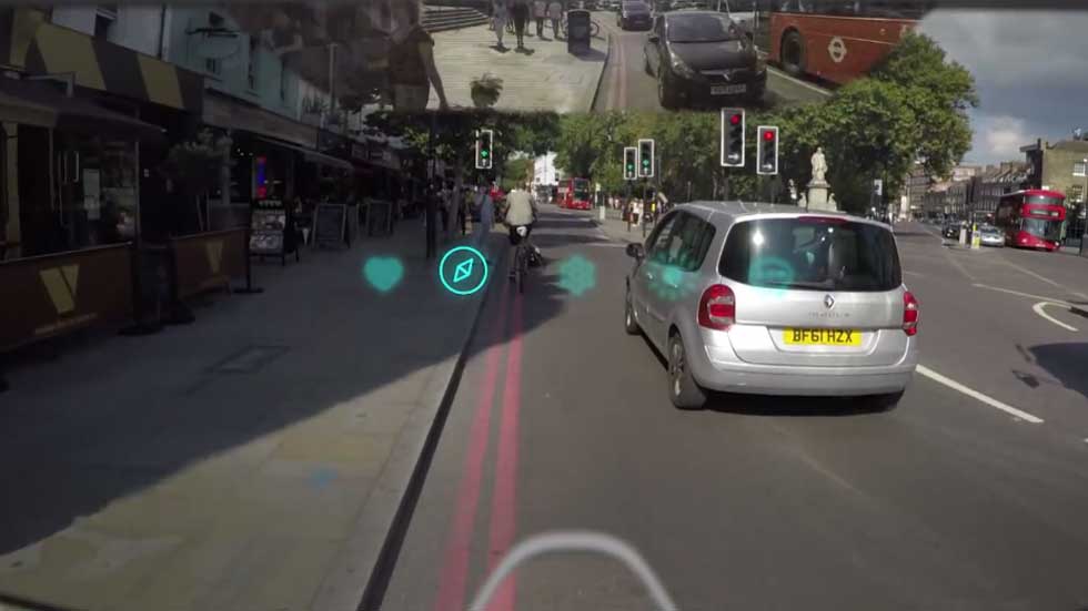 El casco protector para ciclistas con realidad aumentada (vídeo)