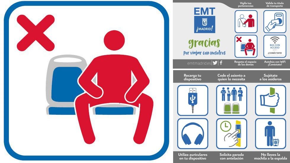 Manspreading: las pegatinas de Madrid contra el despatarre de los hombres