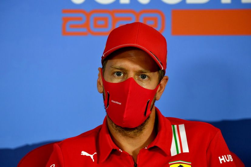 Sebastian Vettel (Ferrari) durante la rueda de prensa de la FIA