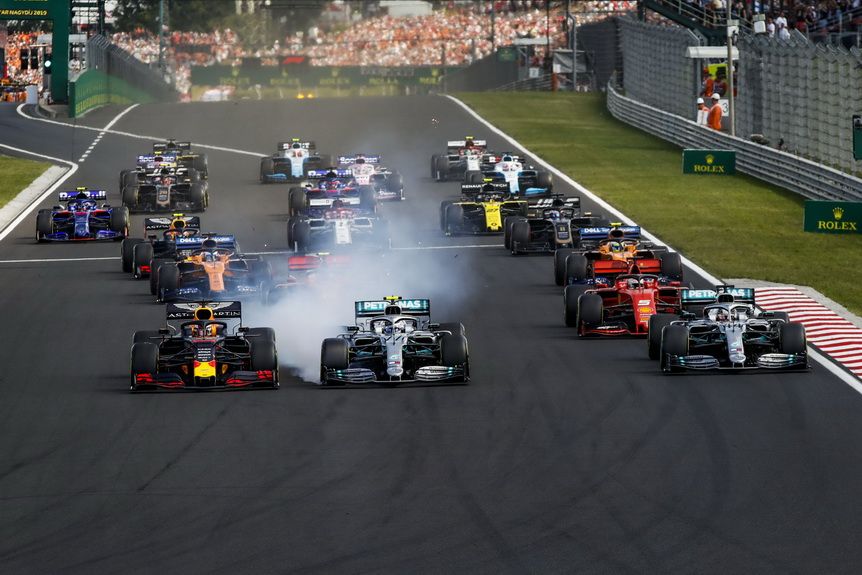 Salida del GP de Hungría de 2019, con Max Verstappen partiendo de la pole