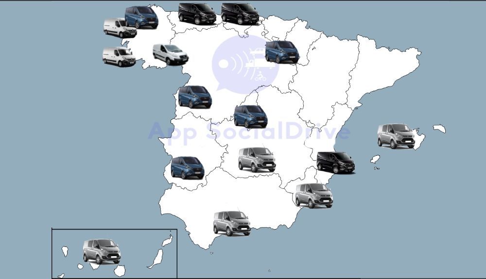 Mapa con la localización de las furgonetas camufladas de la DGT
