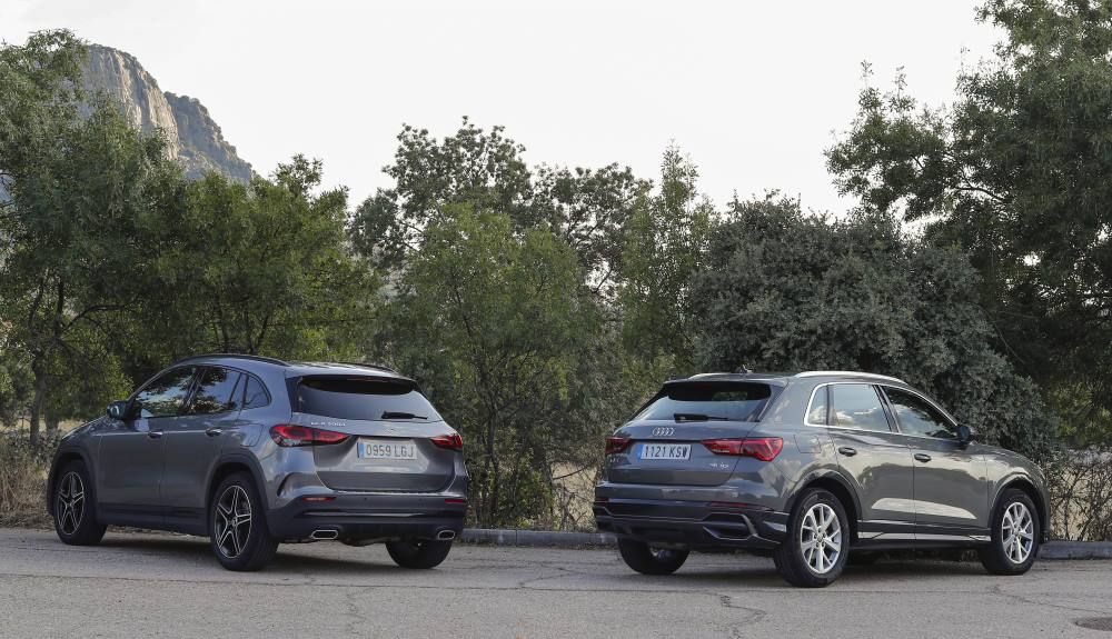 El aspecto exterior trasero del Mercedes GLA y del Audi Q3, con varias similitudes