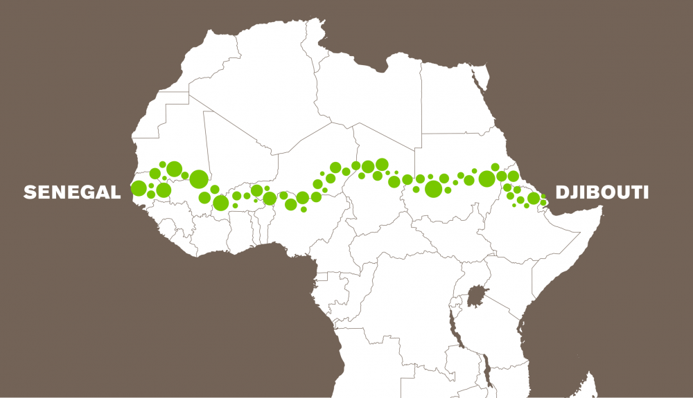El proyecto Great Green Wall comenzó en 2007 para acabar con el ciclo espiral de la pobreza en la zona del Sahel. El proyecto Great Green Wall comenzó en 2007 para acabar con el ciclo espiral de la pobreza en la zona del Sahel.