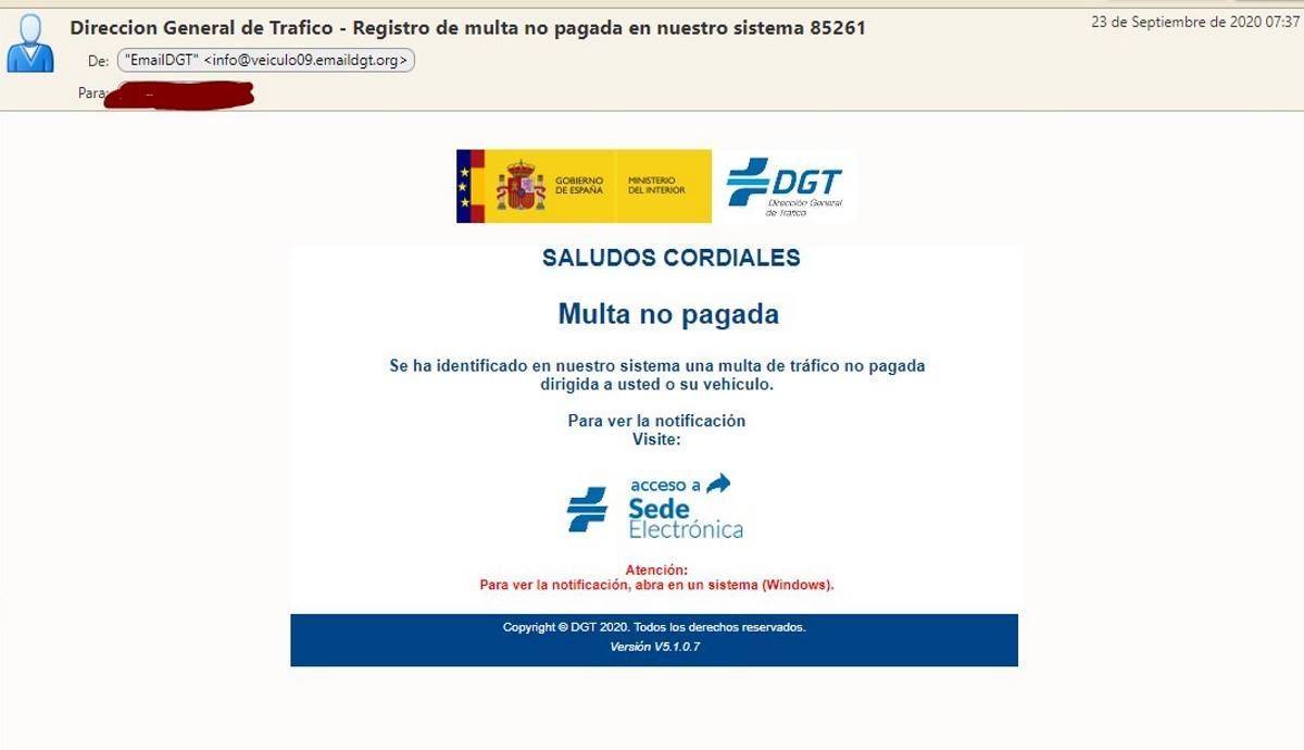 La DGT advierte del nuevo timo de la multa falsa