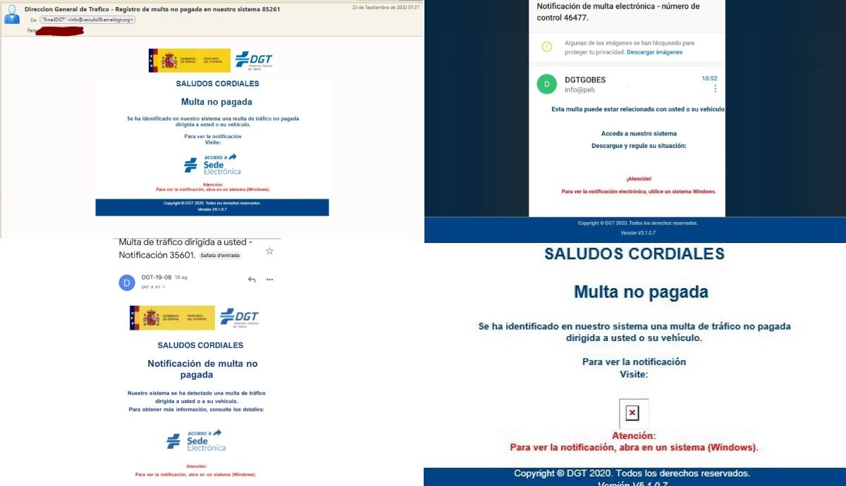La DGT advierte de todos estos timos relacionados con mensajes falsos sobre multas de tráfico inexistentes.