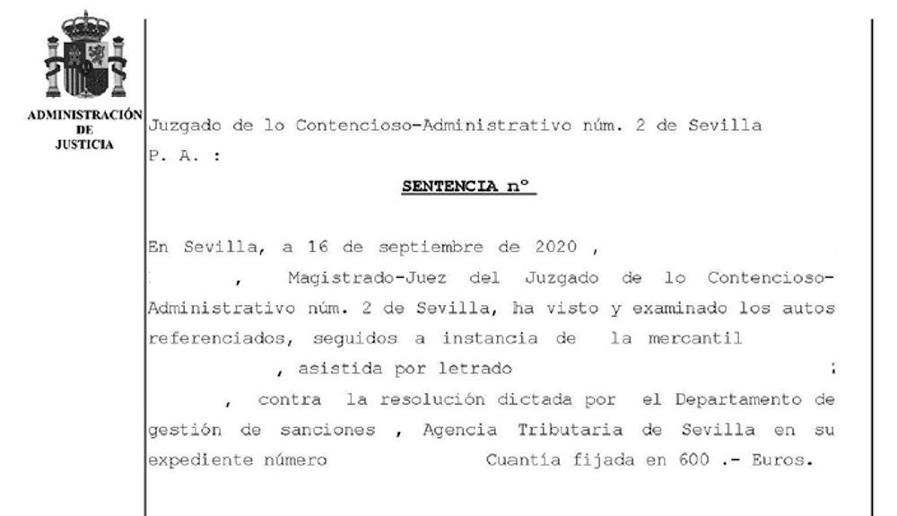 Copia de la sentencia del Juzgado nº 2 de Sevilla, interpuesta contra el Ayuntamiento de Sevilla tras un recurso de Dvuelta.