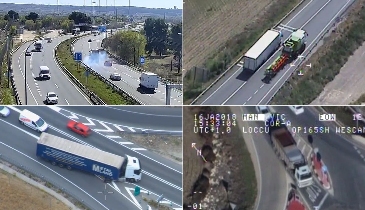Pilladas a camiones por la DGT en vídeo.