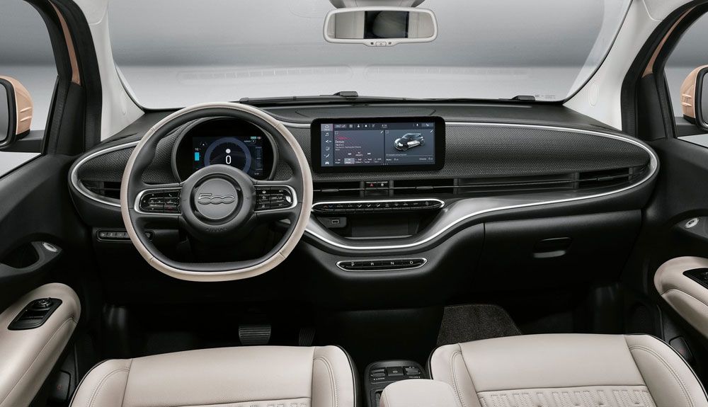 El interior de la oferta de lanzamiento del Fiat 500 3+1 cuenta con los mejores materiales