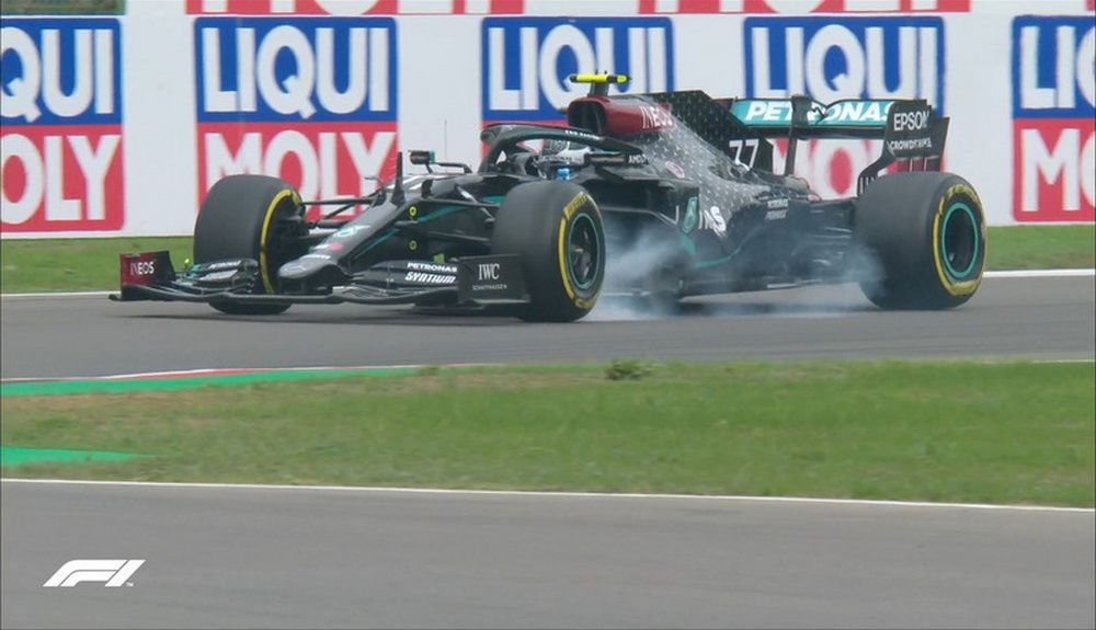 Bottas bloqueó sus ruedas en la vuelta de reconocimiento Bottas bloqueó sus ruedas en la vuelta de reconocimiento