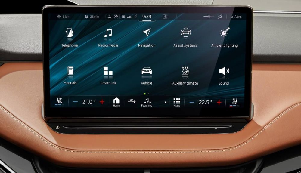 Detalle de la pantalla del sistema multimedia del Skoda Enyaq iV 2021