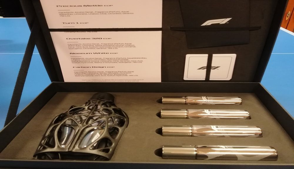 Caja de la nueva coleción F1 Fragances