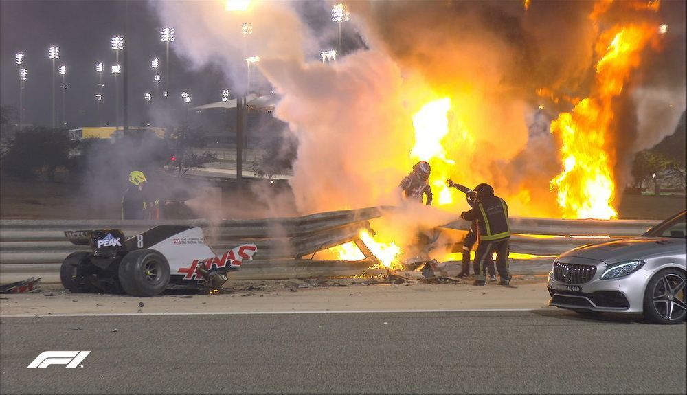 Grosjean pudo salir por sí mismo del coche incendiado