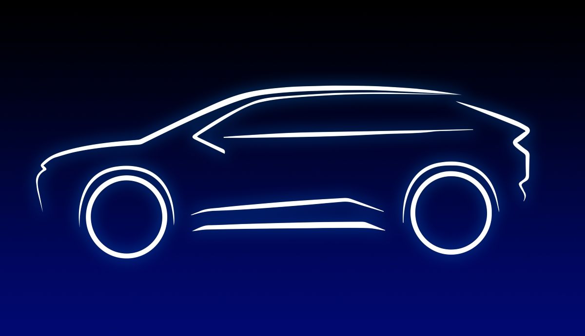 Primera imagen oficial de la silueta del nuevo SUV eléctrico que lanzará Toyota. 