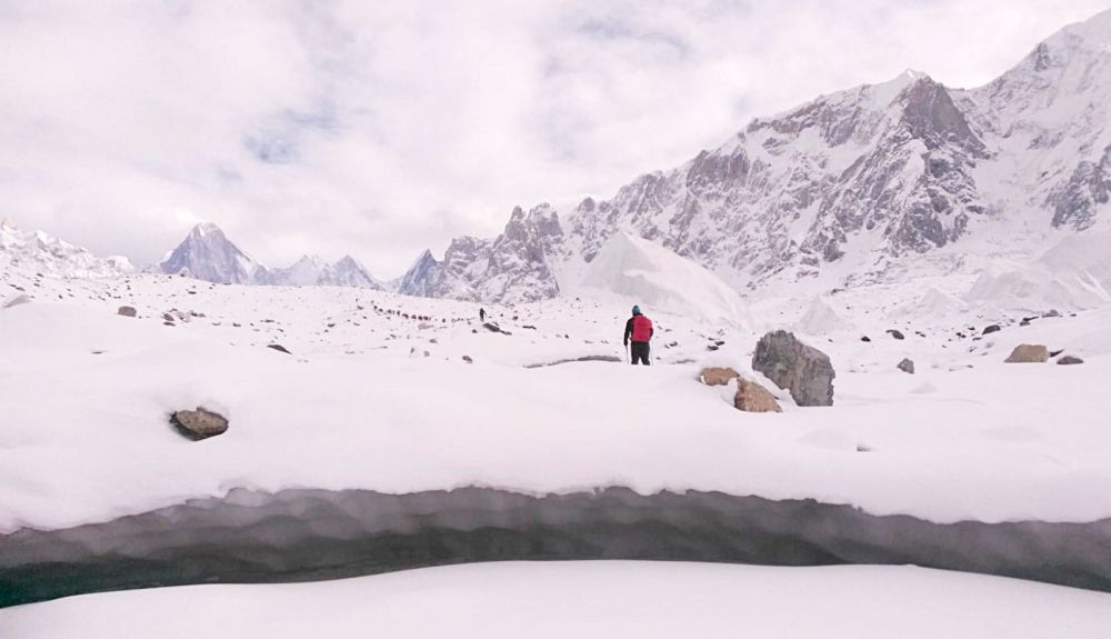 Hielo y nieve sobre el glaciar del Baltoro. Hielo y nieve sobre el glaciar del Baltoro.
