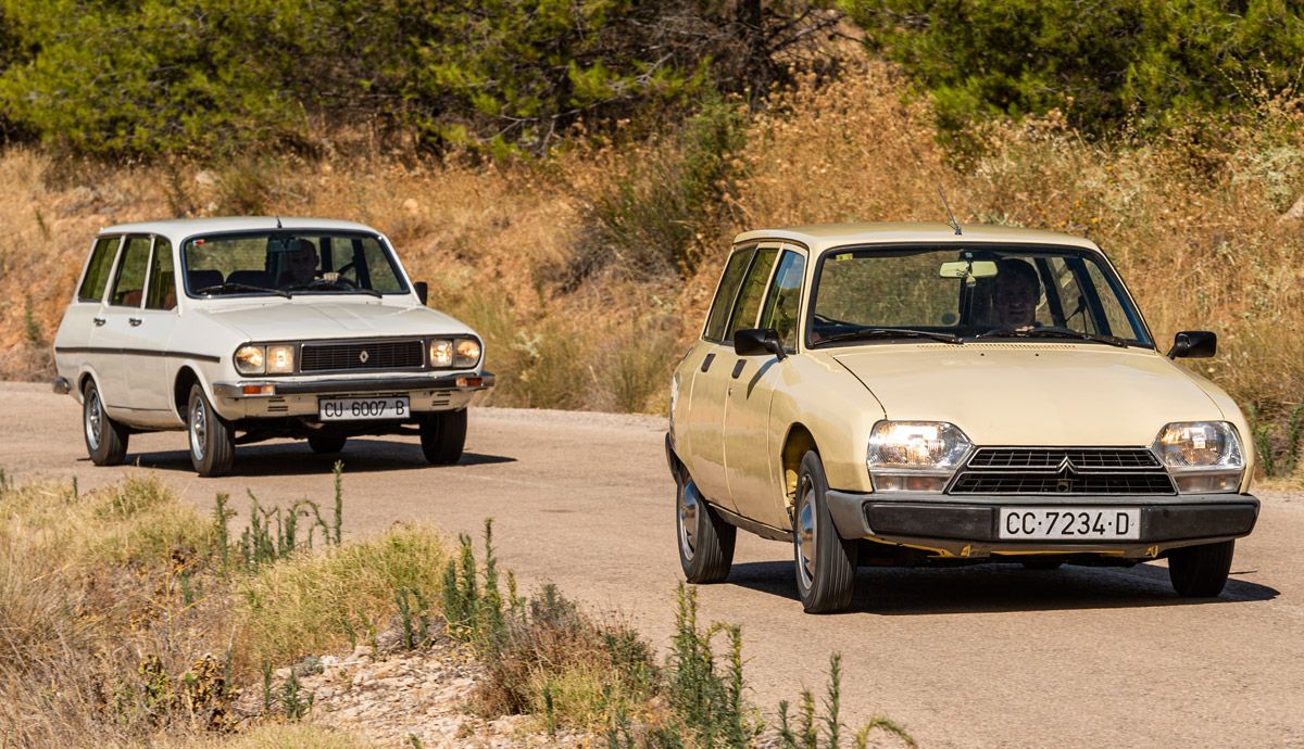 Cara a cara clásico: Citroën GSA Break y Renault 12 TS.