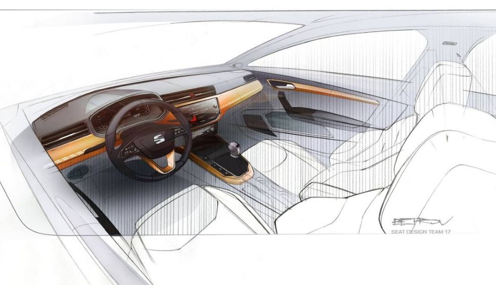 Boceto del interior del Seat Arona Boceto del interior del Seat Arona