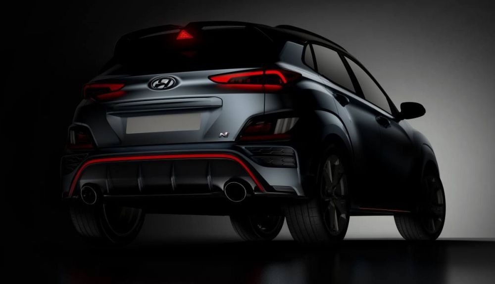 Vista posterior del Hyundai Kona N 2021