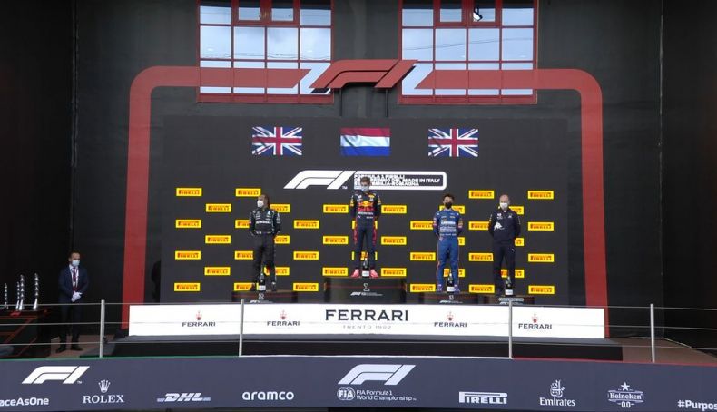 Podio del GP de Emilia Romagna, con Verstappen, Hamilton y Norris Podio del GP de Emilia Romagna, con Verstappen, Hamilton y Norris