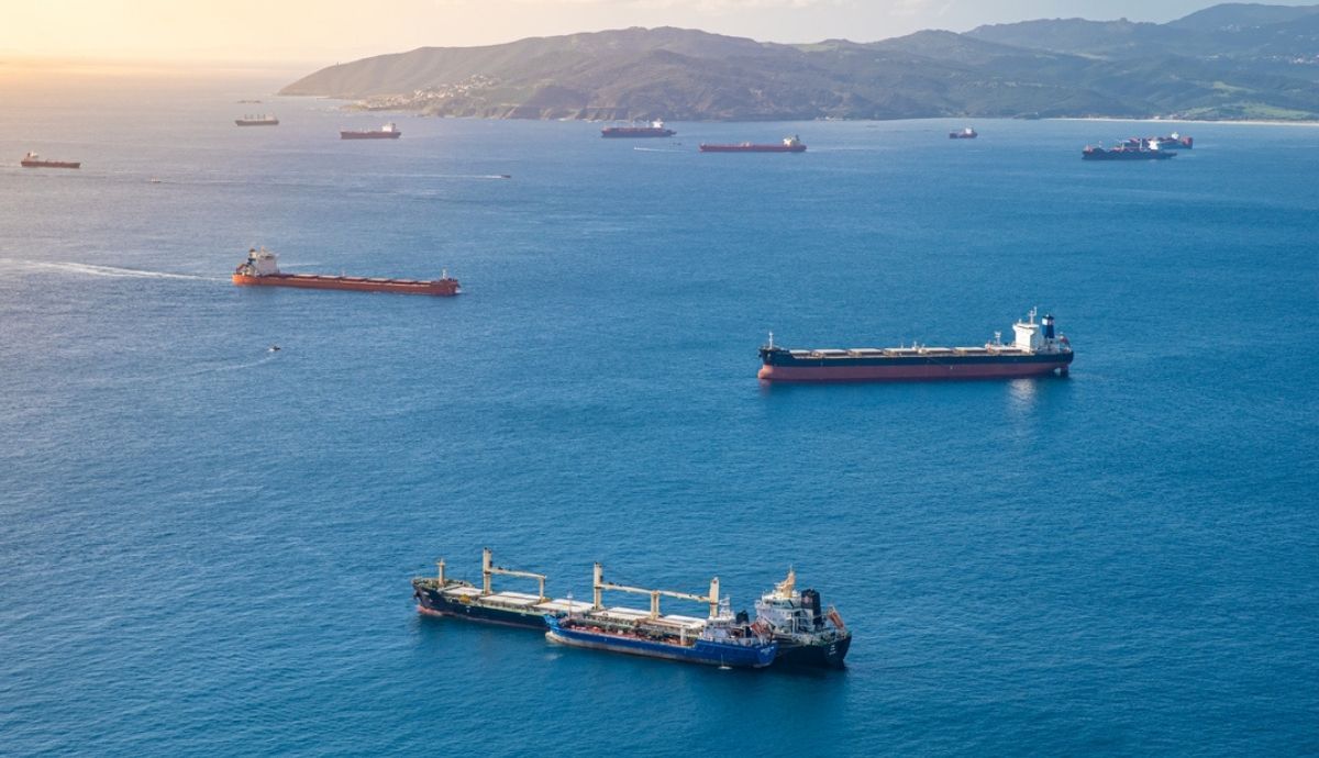 Varios barcos de carga transportando mercancías. Los buques transportan el 90% de la carga comercializada en el mundo. Foto: IStock.