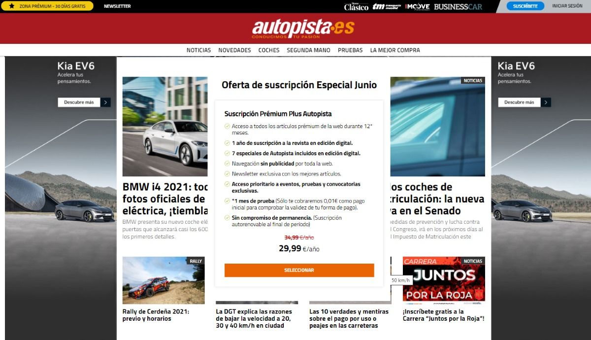 Hazte Premium de AUTOPISTA con una oferta ¡irrechazable! Web y revista en edición digital, todo