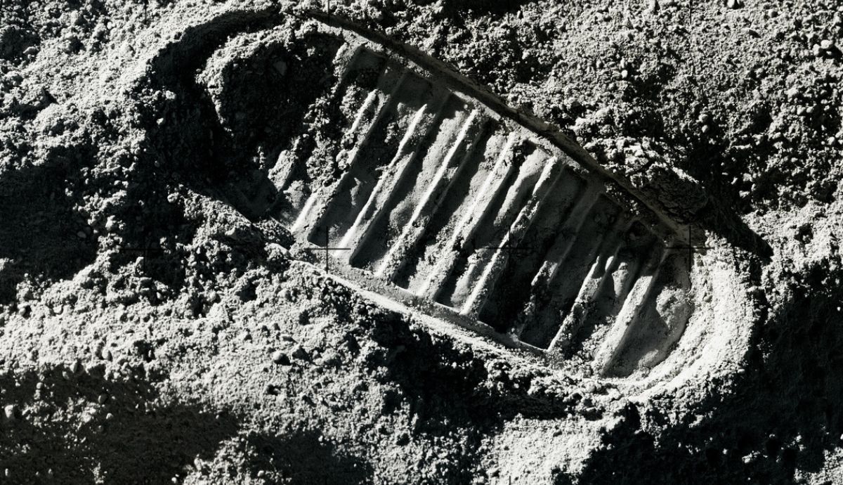 Primera huella de un astronauta en la Luna.