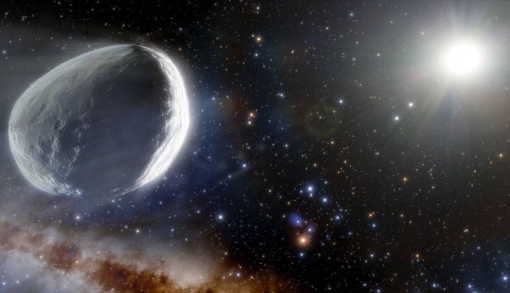 Ilustración del enorme cometa Bernardinelli-Bernstein, llamado así en honor a sus descubridores. / NOIRLab/NSF/AURA/J. da Silva