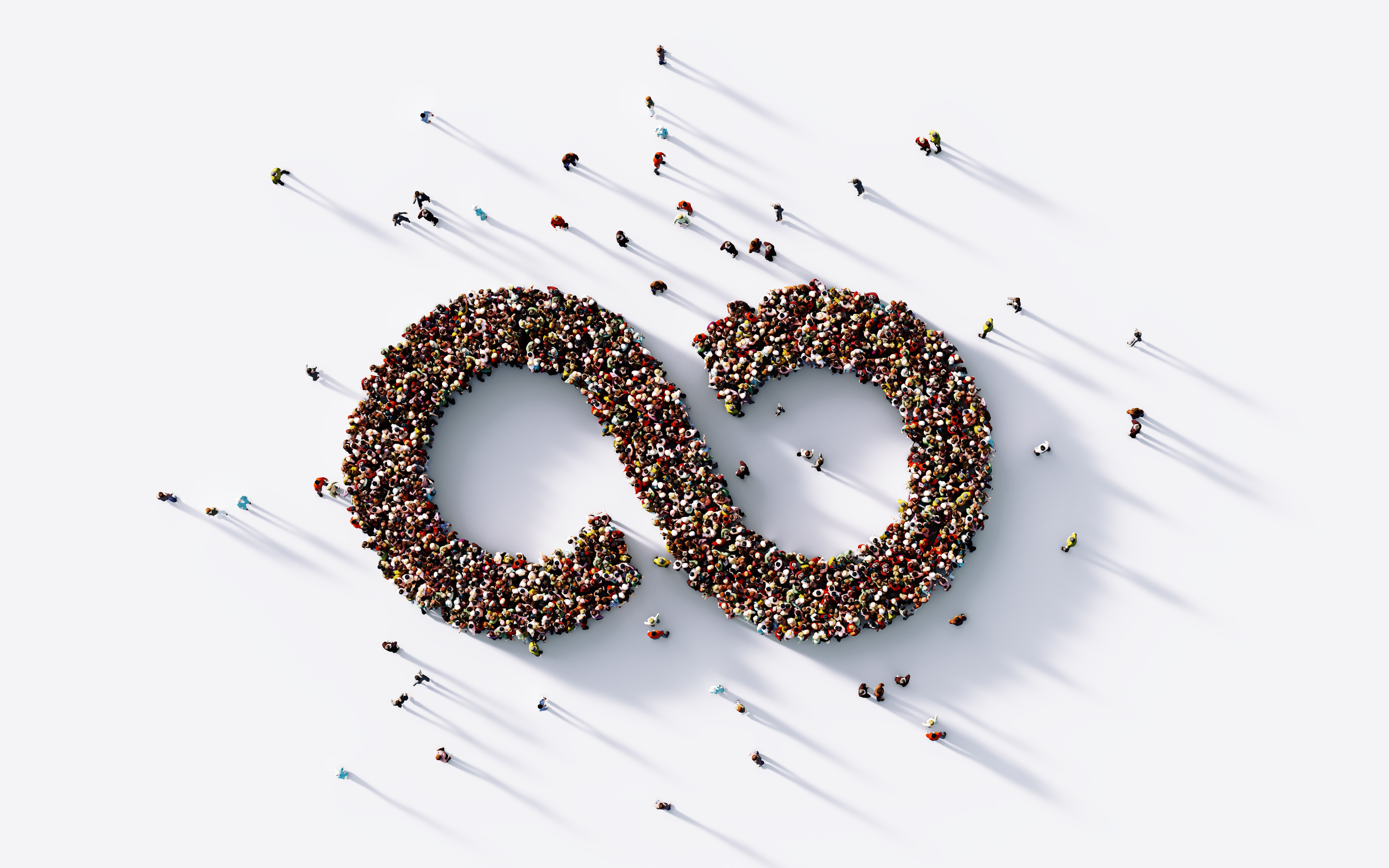 El símbolo del infinito formado por personas.