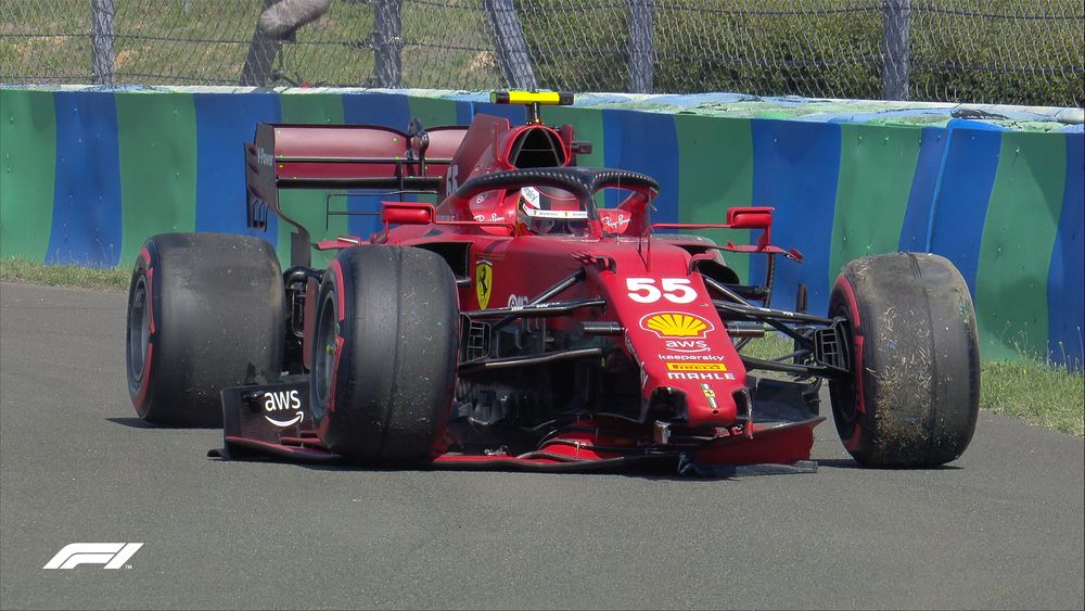 Carlos Sainz (Ferrari) tuvo un accidente durante la Q2