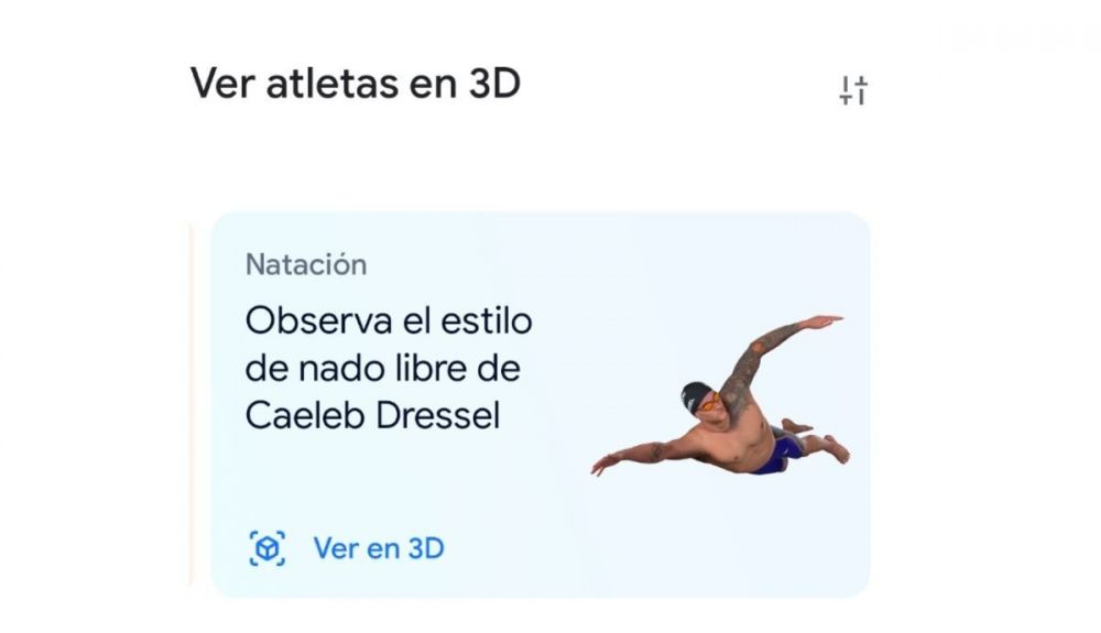Gracias al servicio de Google de realidad aumentada se puede observar el estilo libre del nadador Caeleb Dressel.