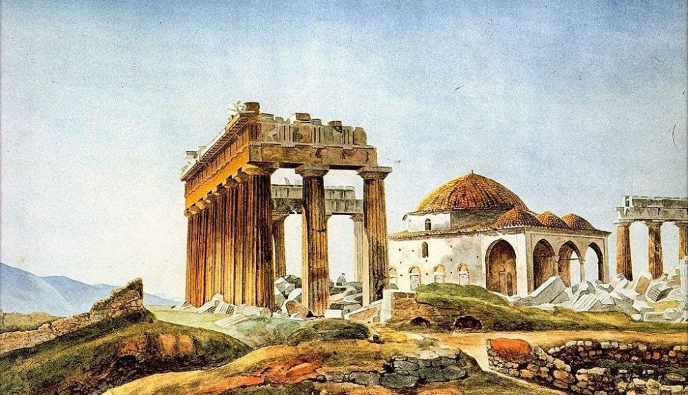 La mezquita otomana construida en las ruinas del Partenón después de 1715, Pierre Peytier La mezquita otomana construida en las ruinas del Partenón después de 1715, Pierre Peytier