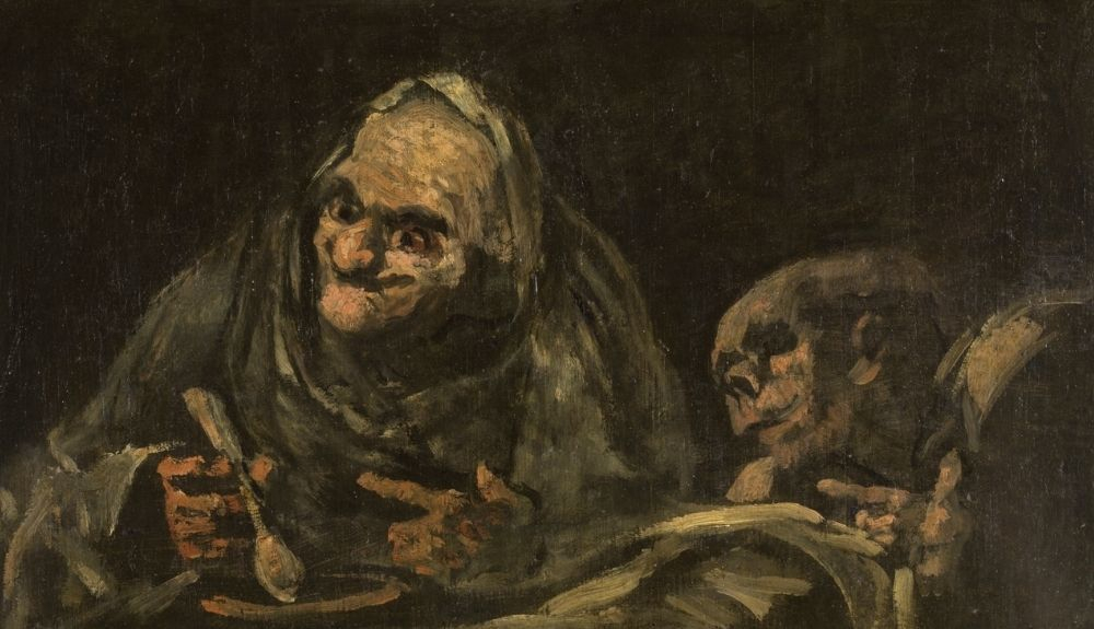Dos viejos comiendo es una de las obras de la colección de Pinturas negras, de Goya. Dos viejos comiendo es una de las obras de la colección de Pinturas negras, de Goya.