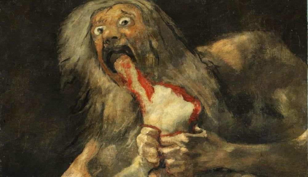 El mito del dios Saturno devorando a su hijo fue magníficamente representado por Francisco de Goya. 