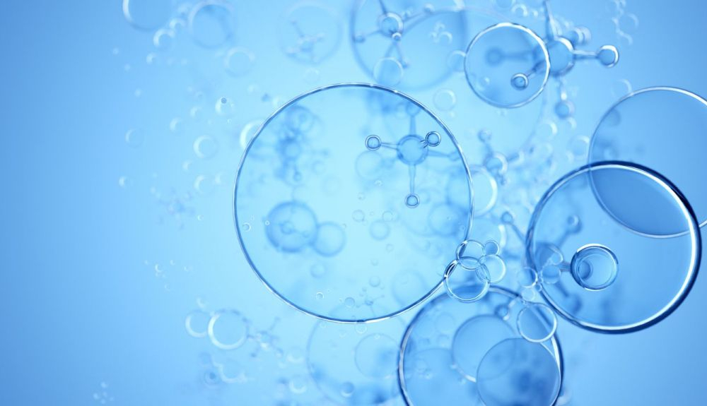 Representación de esferas de agua Representación de esferas de agua