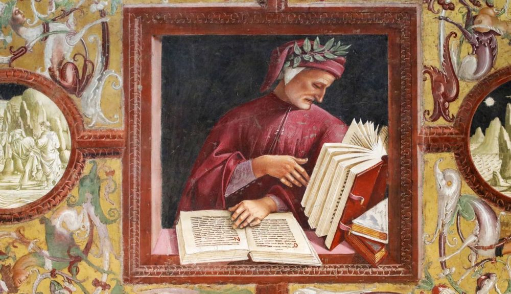 Imagen de Dante Alighieri en la catedral de Orvieto, Italia Imagen de Dante Alighieri en la catedral de Orvieto, Italia
