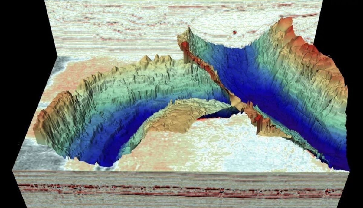 Imagen de dos valles de túneles transversales descubiertos en el Mar del Norte. Foto: Live Science.