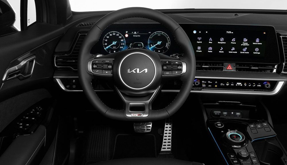 El interior del Kia Sportage GT-Line estará protagonizado por su gran pantalla doble de 12,3 pulgadas El interior del Kia Sportage GT-Line estará protagonizado por su gran pantalla doble de 12,3 pulgadas