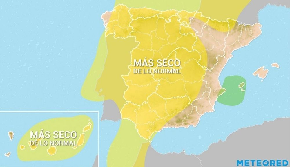 Se espera que el otoño sea más seco de lo habitual en gran parte del país, excepto en el este peninsular y Baleares. Foto: Meteored.