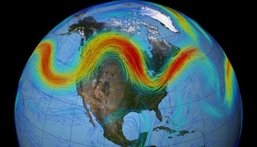 Una visualización de la corriente en chorro polar. Foto: NASA/Goddard Space Flight Center Scientific Visualization Studio.